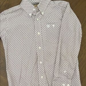 Wrangler Maroon and White Geometric Button-Down Shirt